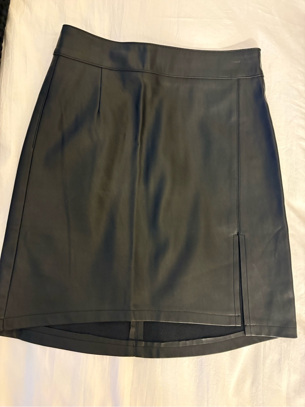 SNDYS Knox Faux Leather Mini Skirt in Black with Side Slit